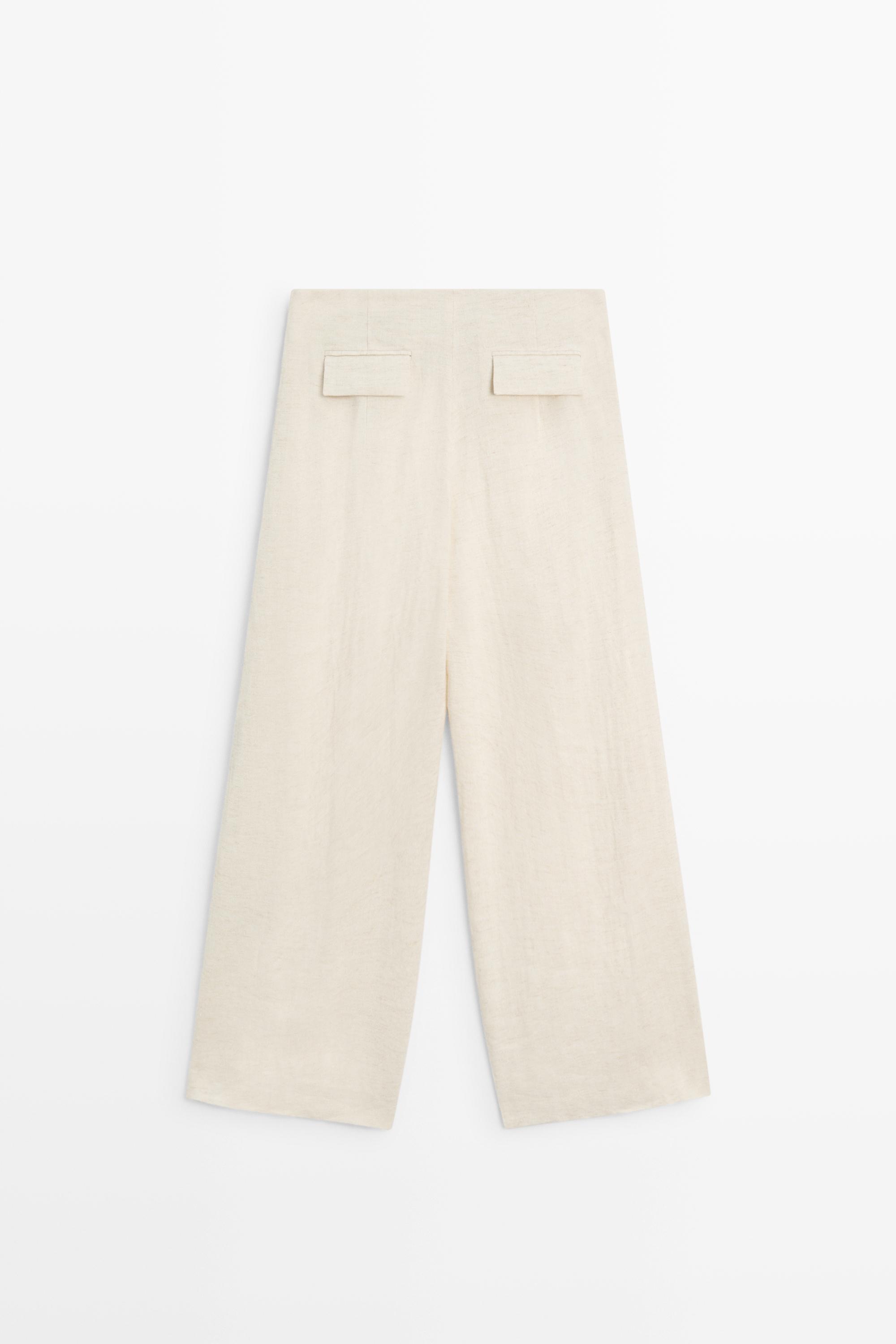 Pantalon barrel mélangé lin
